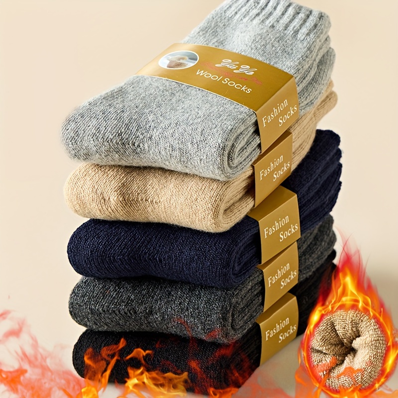 Anlisim Calcetines térmicos de lana merino para senderismo, para mujer,  calcetines térmicos de invierno, cálidos, para botas de trabajo, 5 pares