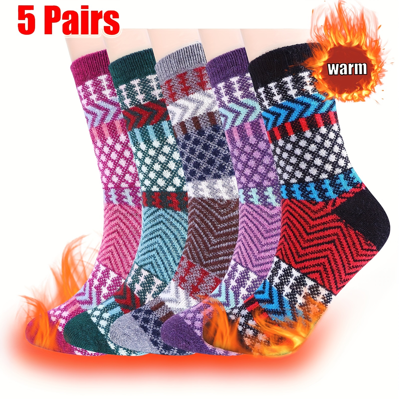 Sock Women's Winter Wool Socks Color Medium Tube Cashmere Socks Thick  Thread Towel Socks Thickened Warm Socks 