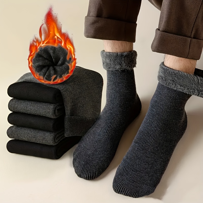 5 Pairs/Set Retro Womens Mens Winter Thermal Socks Snow Velvet Boots Warm  Soft Wool Thick
