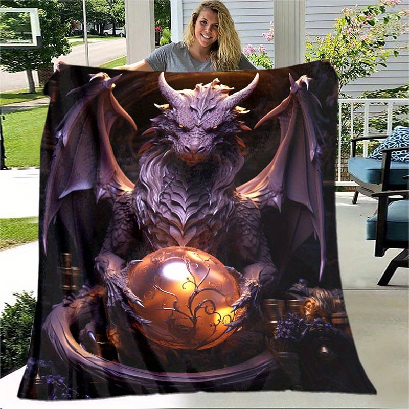 Cozy Dragons Magic Print Blanket Lightweight Flannel Throw - Temu