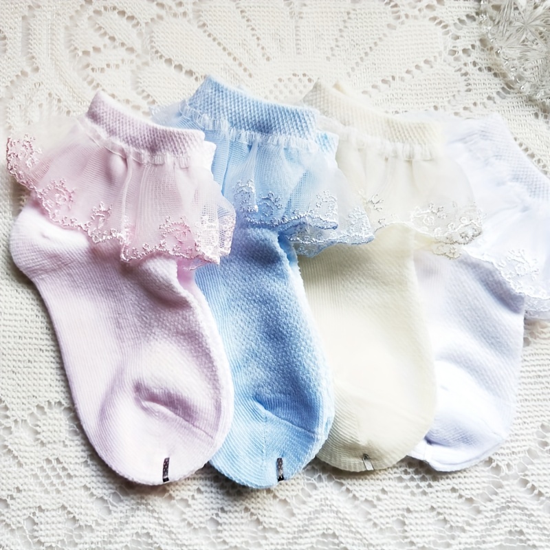 Comprar Calcetines de verano para niños, calcetines cortos de encaje para  niñas, calcetines blancos bonitos de Lolita para bebés, 5 pares de medias  para niños