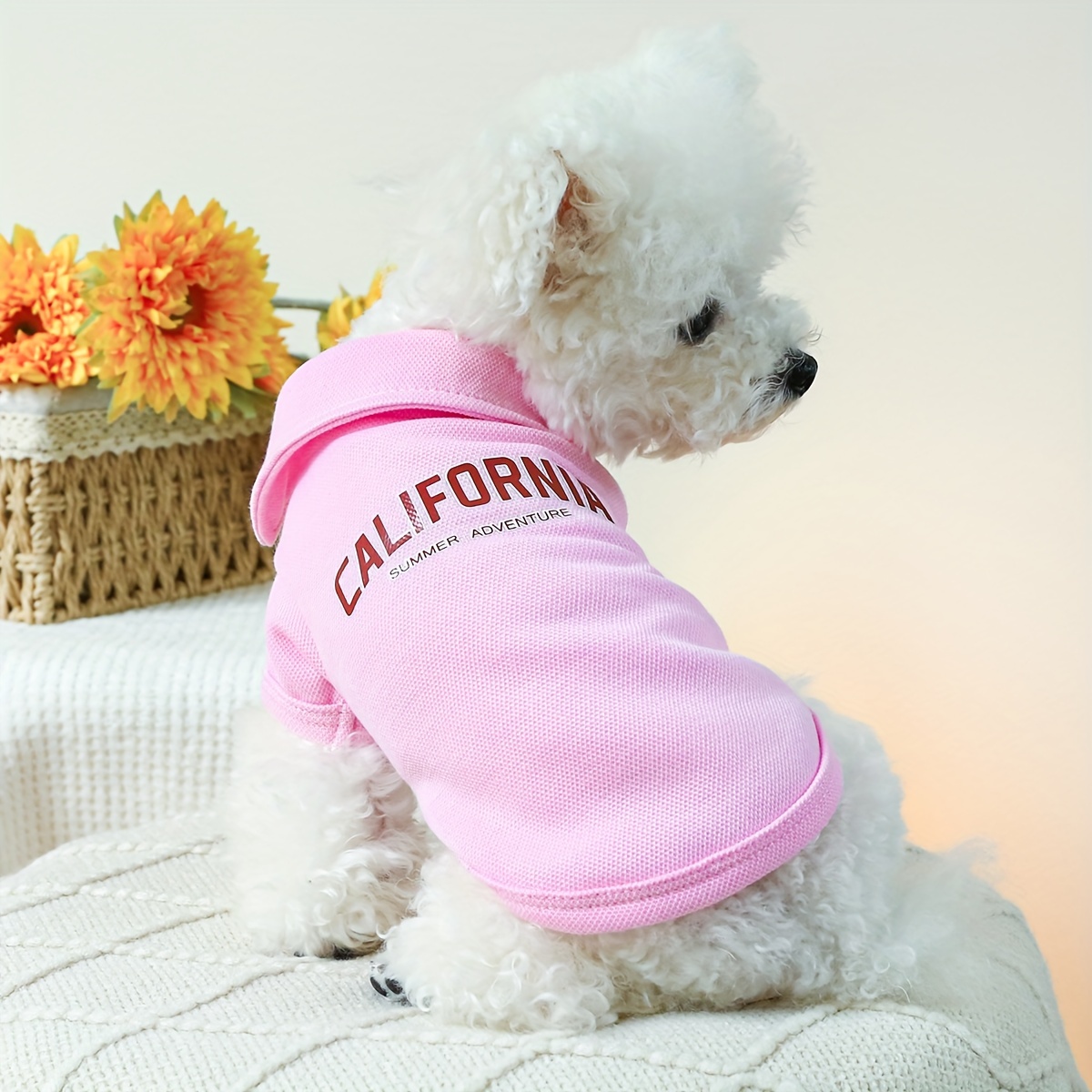 Pet Dog Clothes T-shirt Solid Color DIY Print Vest Cute Comfortable Thin  Shirt +