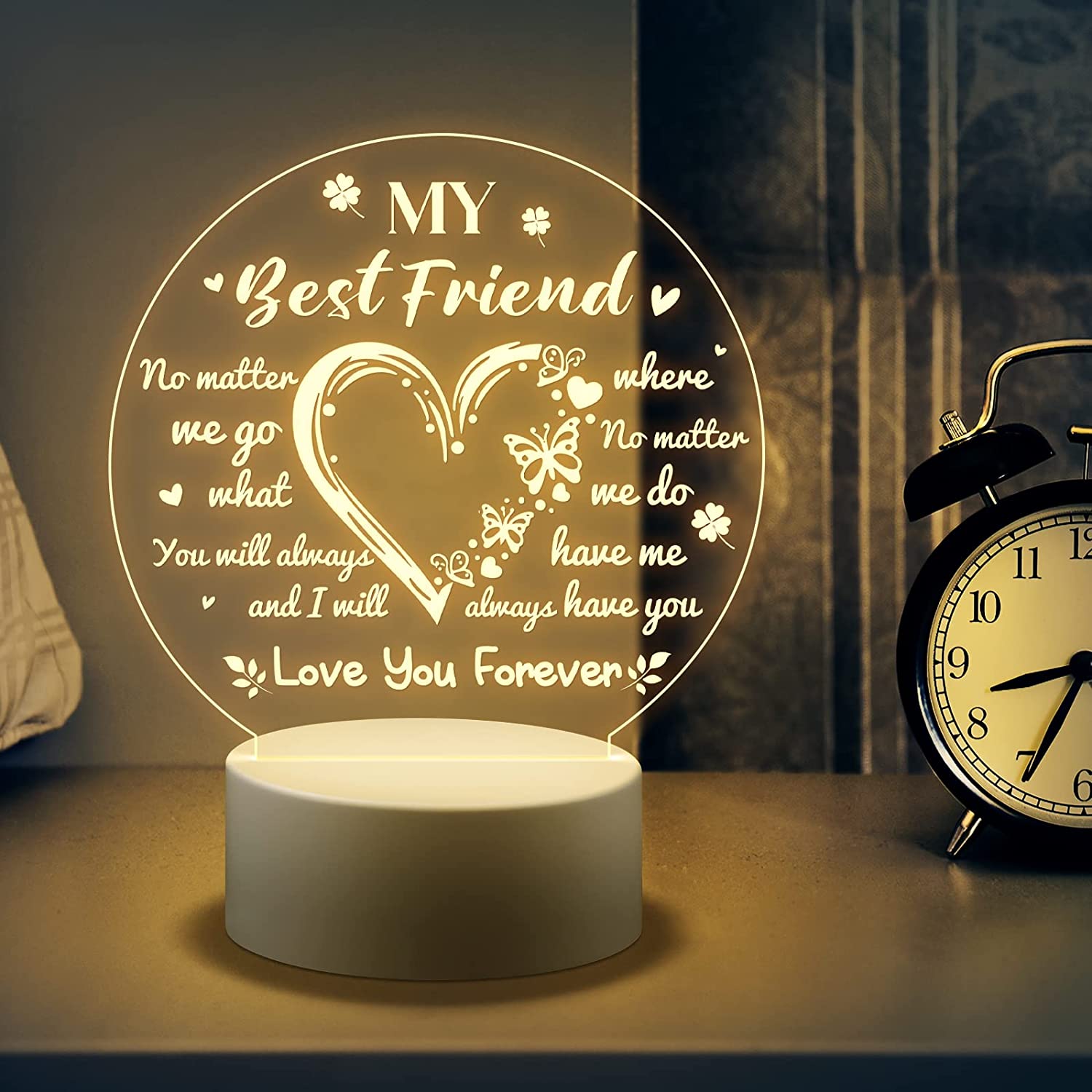 Lampe für eine Freundin, Tischlampe mit Stecker, Ein und Ausschlater,  Geschenk für Freundin, Freundschaft auf Entfernung, Freunde wie Sterne -  .de