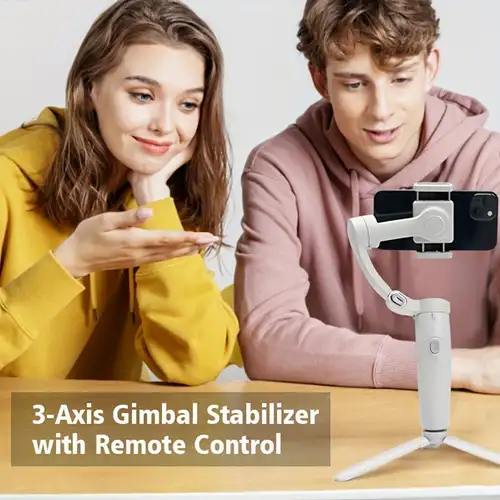 Estabilizador de cardán con selfie stick para iPhone: Gimble portátil de  mano con trípode y control remoto para cámara de teléfono celular y Samsung