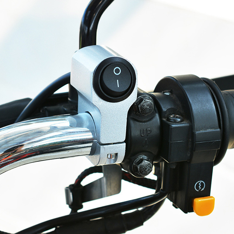22cm 7/8 Motorcycle Switch Handlebar Mount Horn Headlight Strobe Momentary  Switch Button Aluminum Alloy Interruptor