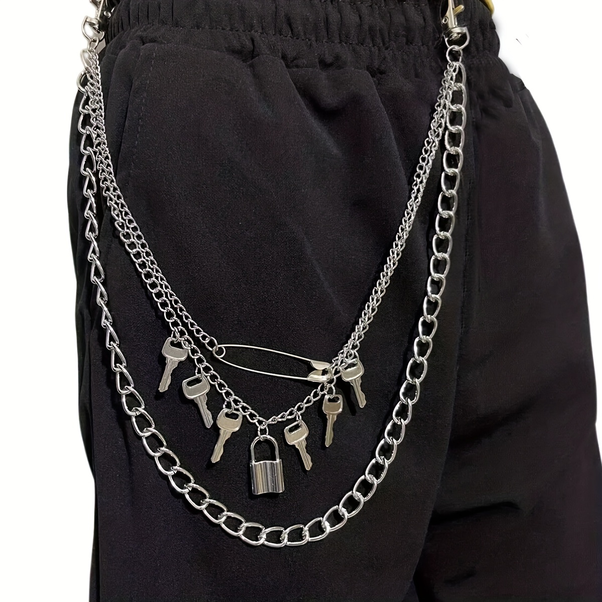 Tiasri Wallet Chain Biker Hip Hop Gothic Cuban Chain, Heavy Waist Chain  Suitable for Belt Loop, Wallet Key Chain