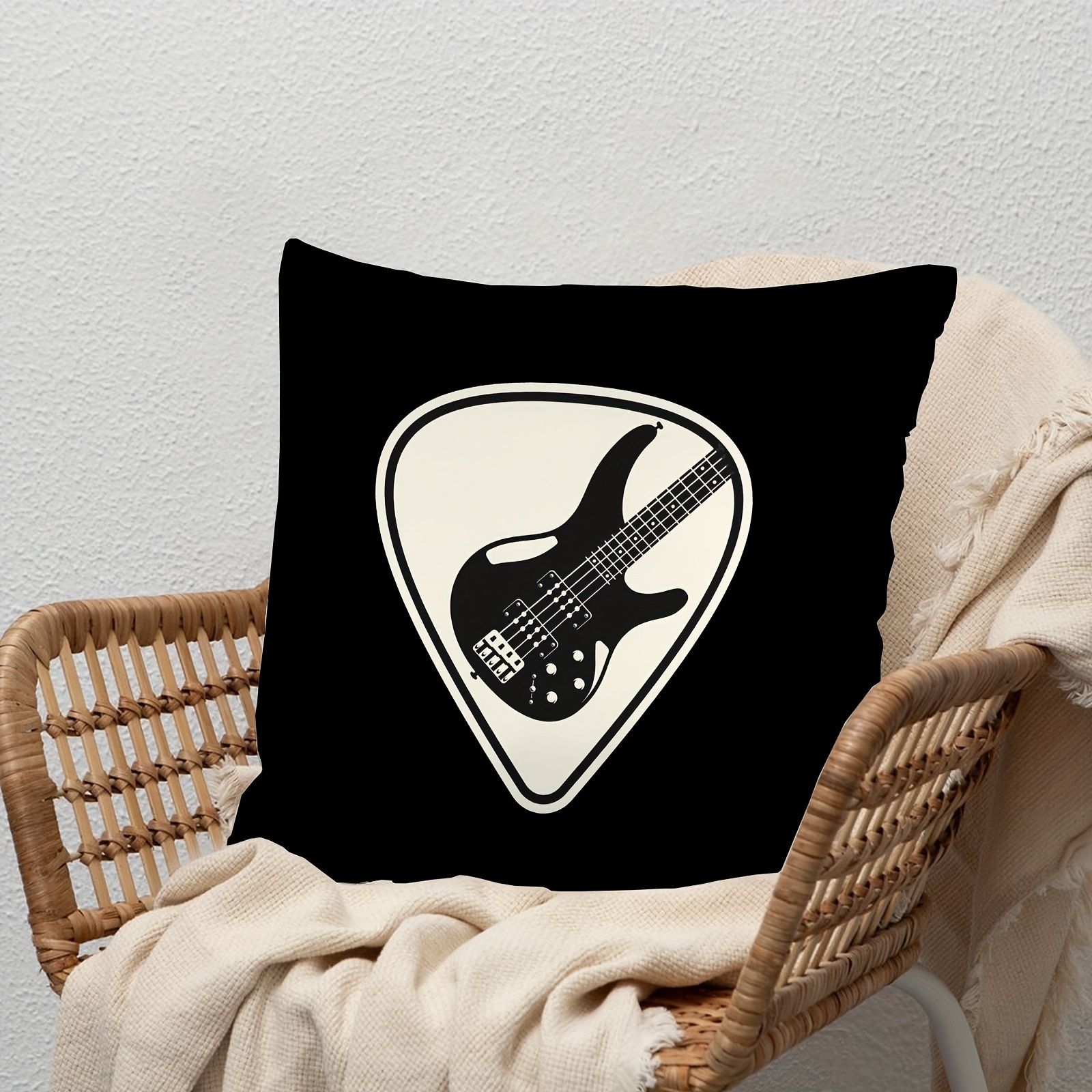 Almohada de 75 años con diseño de broma de guitarra y tambor de 75 años