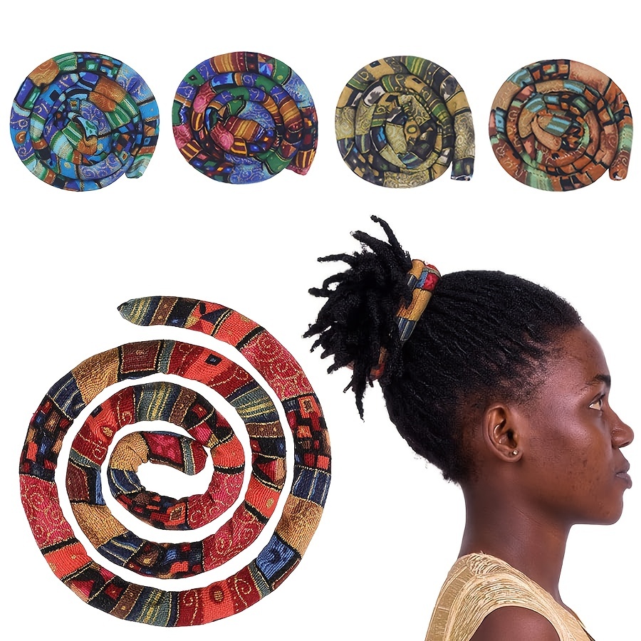 4 Pcs Spiral Lock Hair Tie Dreadlock Accessories Loc Hair Accessories  Bendable Hair Bands Iron Wire Ponytail Holders Colorful Dreadlock Hair Tie  for Women Men Thick Curly Hair with 4 Bags