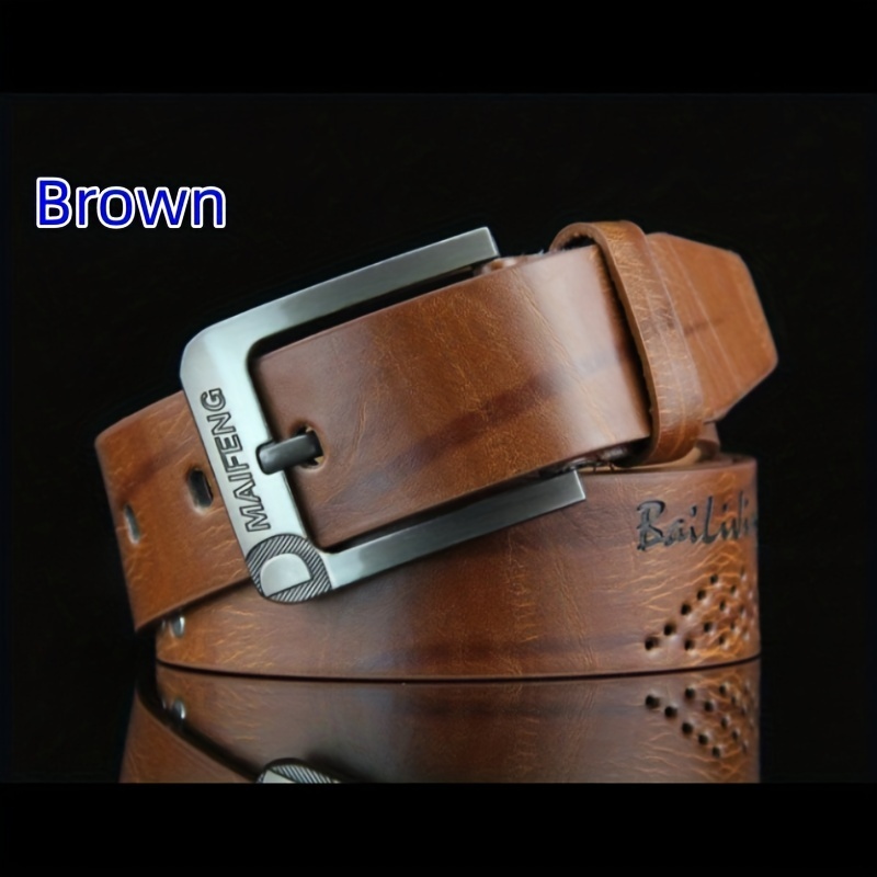 Dark Brown Genuine Leather Men's Belt Formal Dress Belt With Single Pin  Buckle - Temu