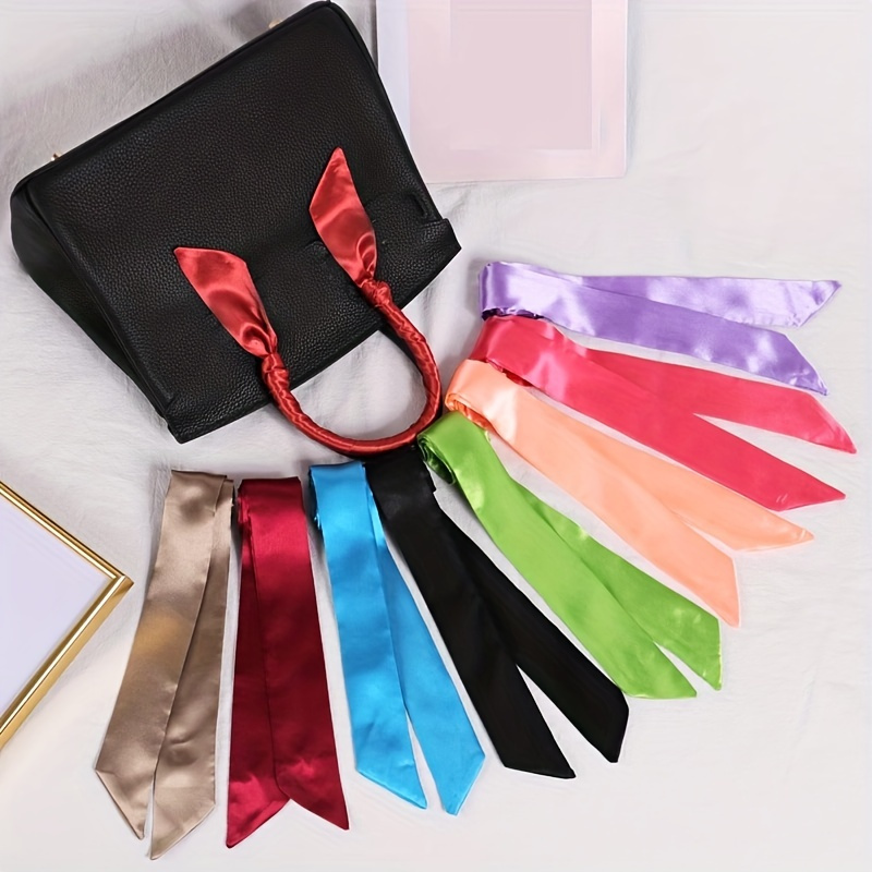 Color Block Print Skinny Scarf Neck Tie Imitation Silk Twilly Scarf Satin  Neckerchief Womens Decorative Hair Ribbon Handle Bag Wraps, Free Shipping  For New Users