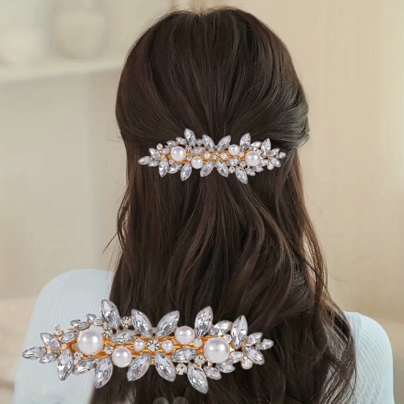 8pcs Faux Pearl Decor U-Shaped Hairpin Metal Barrette Hair Stick Bridal Tiara Wedding Headwear Hairstyle Hair Accessories,Temu