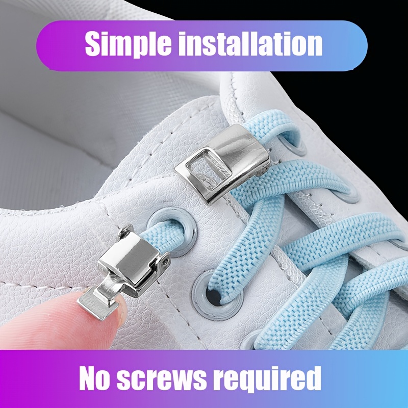 7 Pairs No Tie Shoe Lace Locking Clips - Metal Buckle Lock Magnetic Tieless  Shoelace Clips For Adults