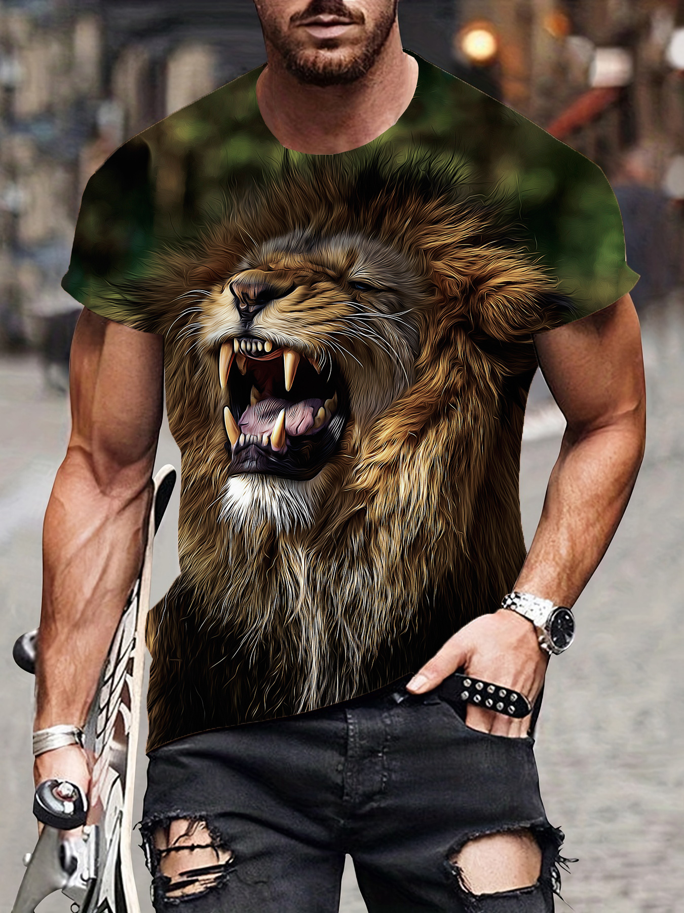 New Mens Abstract Tiger Element Design Slim Fit Shirt Best Sellers