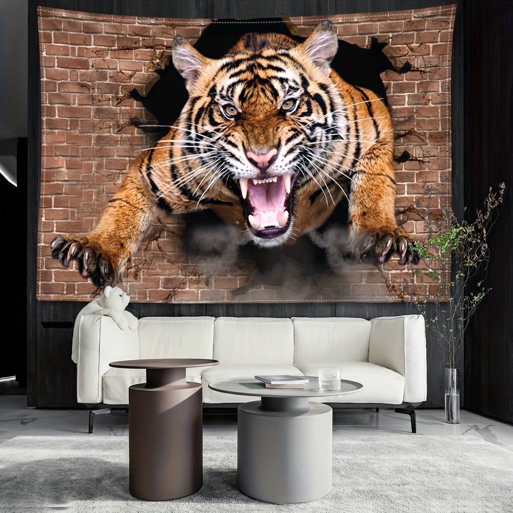 Pegatina de pared de tigre 3D con ventana rota, decoración de pared de  tigre 3D, para el hogar, sala de estar, dormitorio, oficina, pasillo