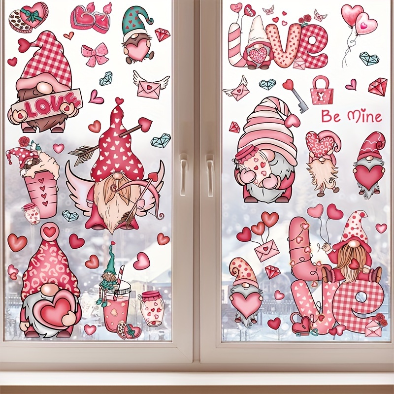 Comprar 9 Uds pegatinas adhesivas para ventana del Día de San Valentín  diseño de doble cara pegatinas electrostáticas de corazón de amor  extraíbles no adhesivas