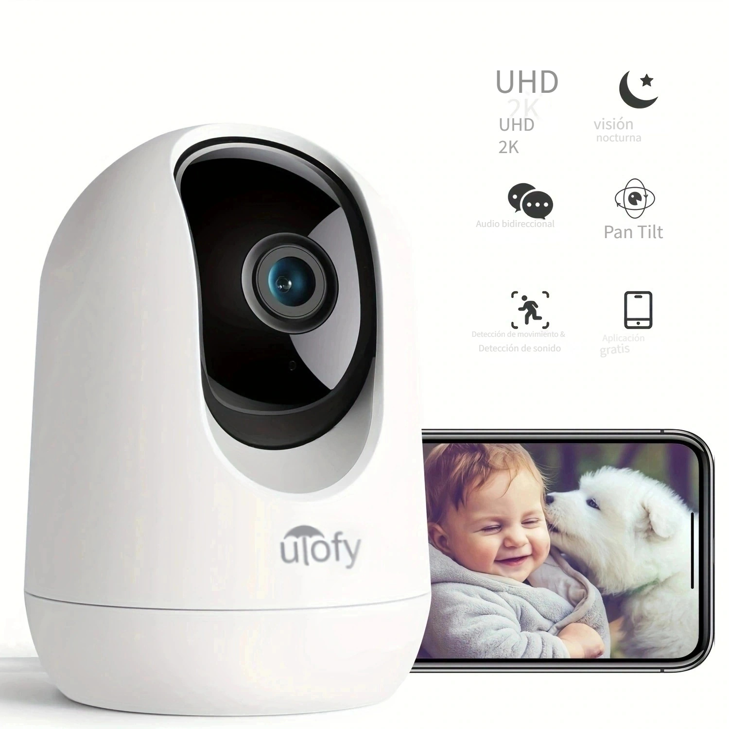  EZVIZ Domo de cámara de seguridad para interiores, monitor de  bebé/mascota, panorámica/inclinación 360° 1080P, visión nocturna IR  inteligente, detección de movimiento, área personalizada, seguimiento :  Electrónica