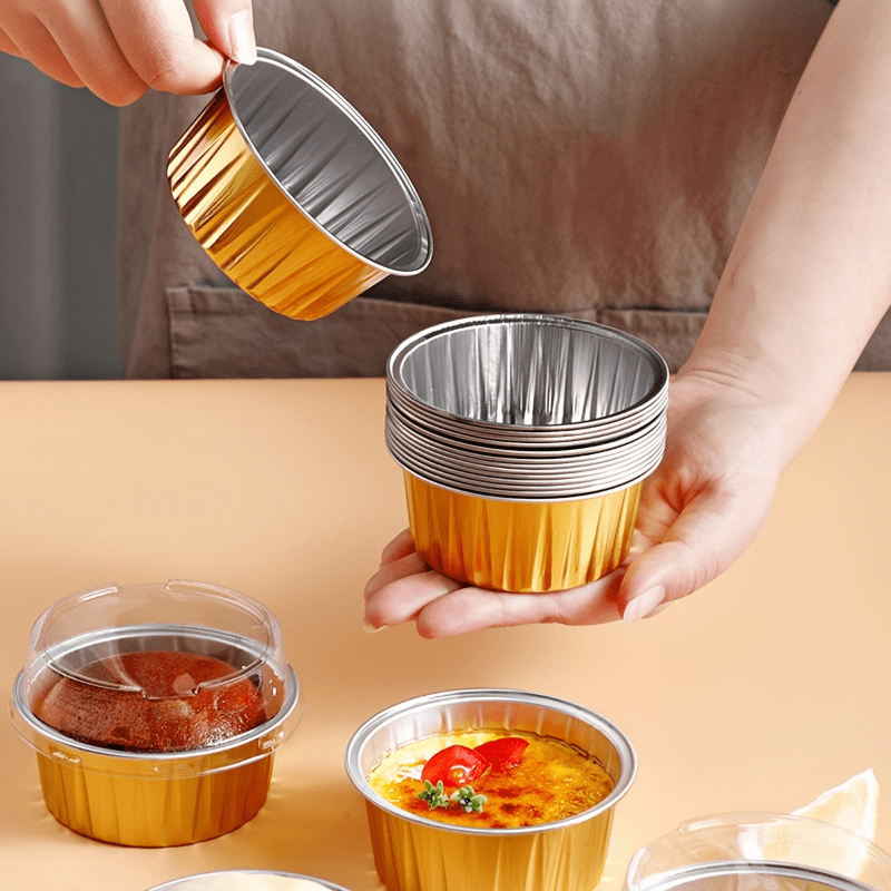 40PCS Reusable Round Aluminum Foil Tin Cups Aluminum Foil Baking Sheet with  Rack