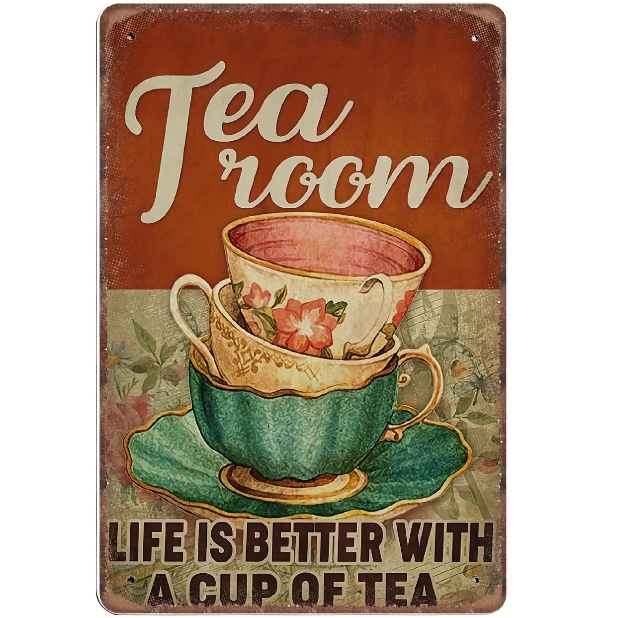 Coffee and Tea Bar Wall Art Sign Decor Retro Canvas Print Poster Decorative  Sign Open 24 Hours Coffee Bar Accessories Ready for Hang Decor Cafe Pub