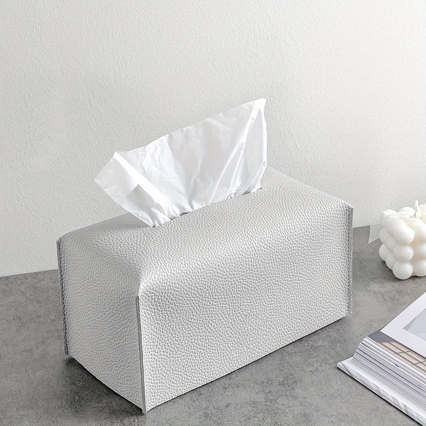 Tissue box cover - Coffee brown with grey vintage design 1