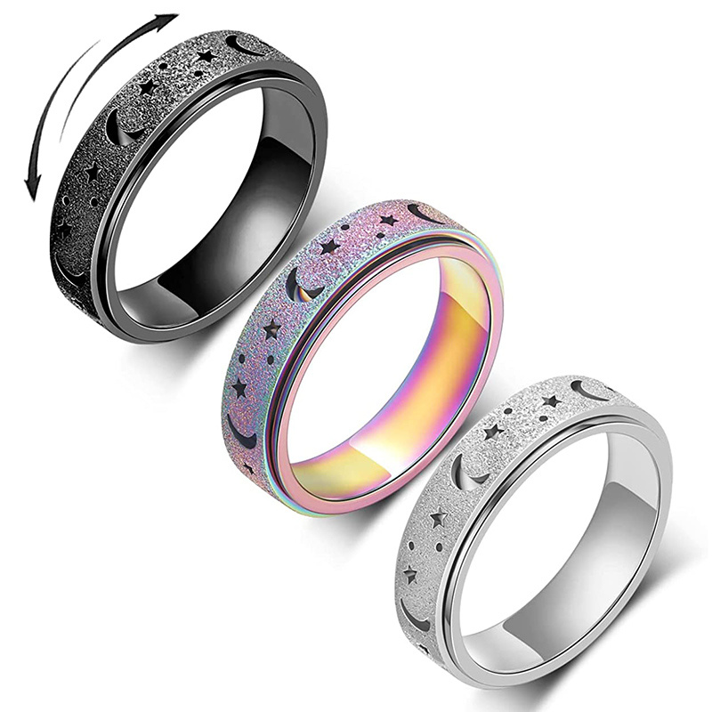 Fashion Antistress Ring For Women Men Spinning Dandelion Rotating Ring  Vintage Jewelry
