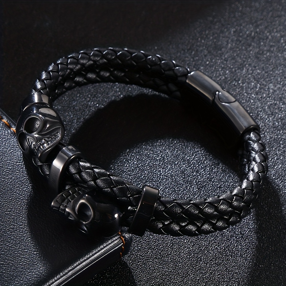 Stainless Steel Wheat Chain Bracelets Men Women Skull Peace - Temu