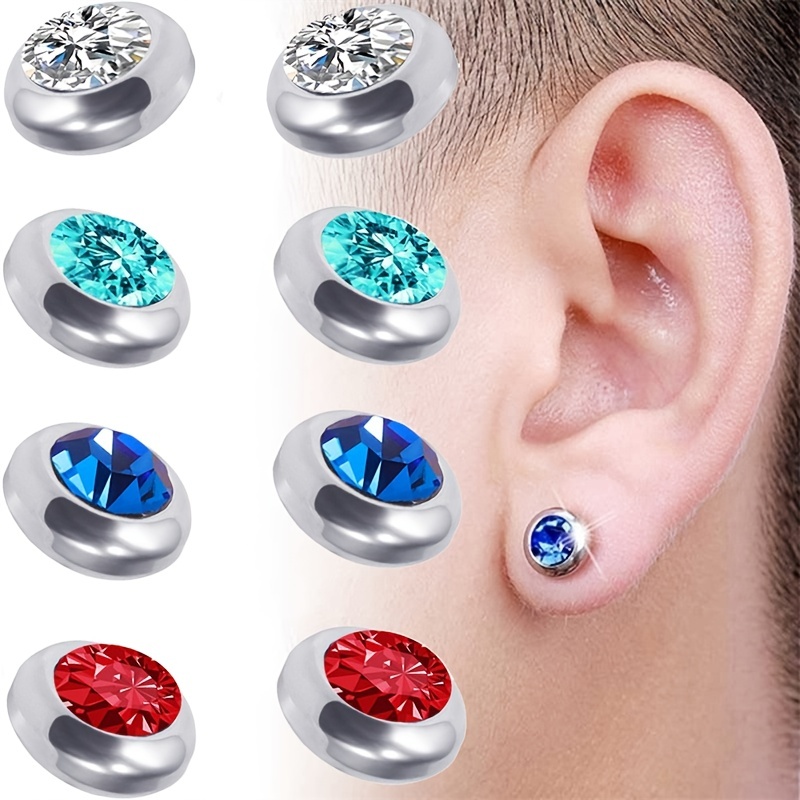 2PCS Men Titanium Steel Magnetic Clip On Earrings No Piercing Charm Hoop  Earrings New