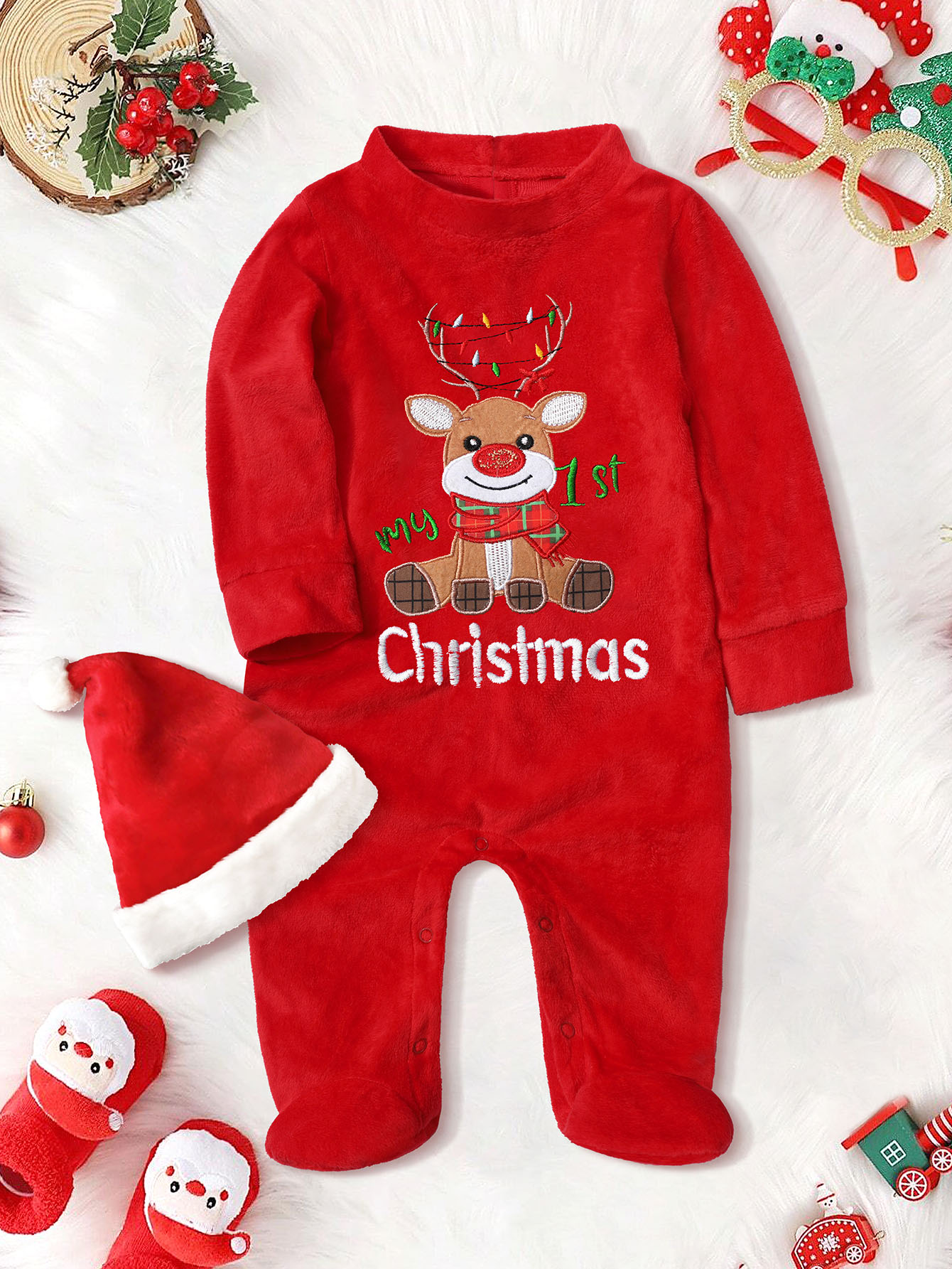 Xiaojiu Bebe Noel Vetement Ensemble De Noël Bébé Garçon Fille Déguisement  De Noël En Coton Vêtement De Noël Pour Bébé 0-24 Mois Barboteuse Pantalon