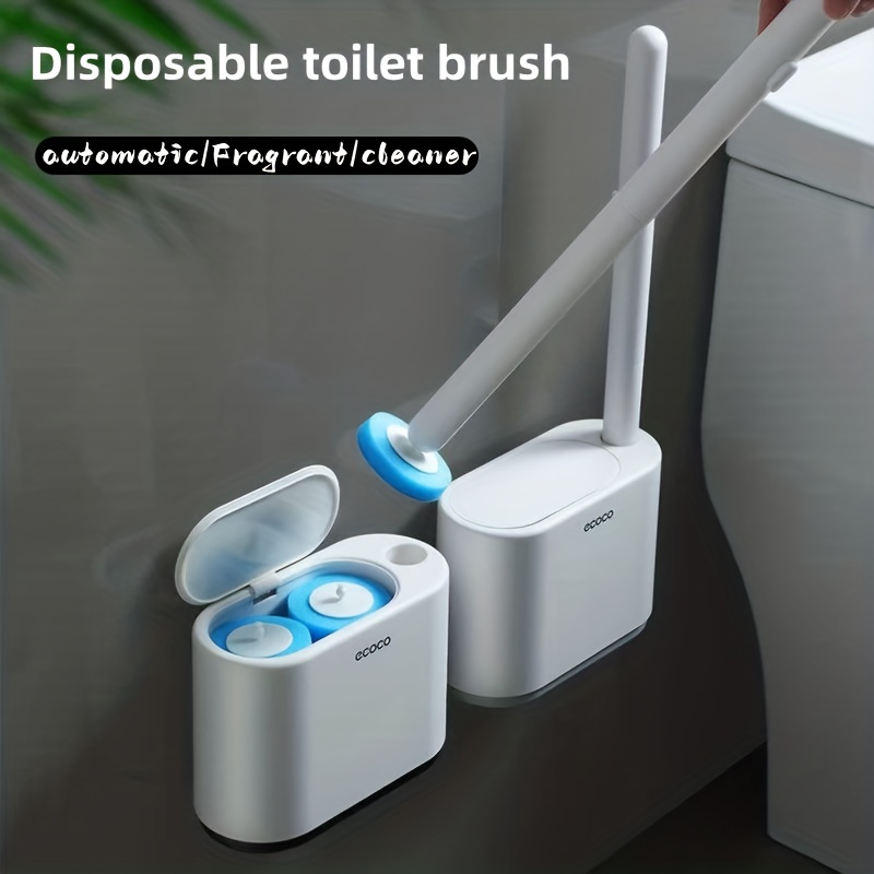 Disposable Toilet Brush Holder Set Punch-free wall-mounted Toiletwand Clean  Brush with 8/16 Cleaning Sponges For Toilet Bathroom Kitchen Clean