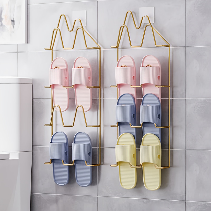 TureClos Bathroom Slipper Rack Wall Mounted Shoes Hanger Organizer