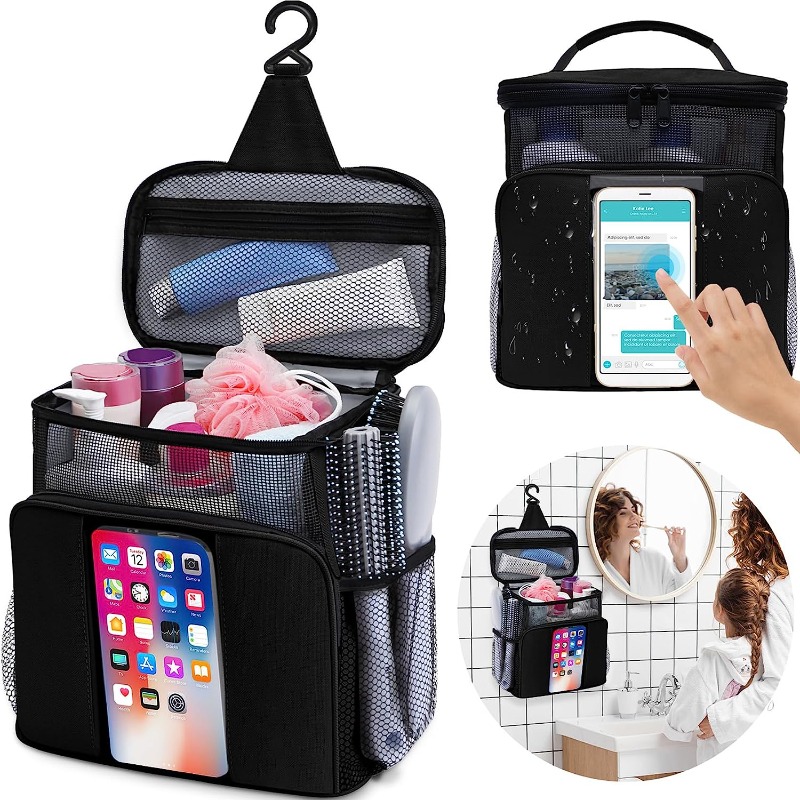Shower Caddy Basket Portable For College Dorm Room Essentials, Black Dorm  Mesh Shower Bag Organizer With 9-pocket For Girls, Beach, Swimming, Gym, Rv