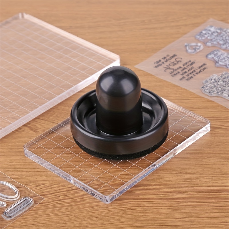 3.94in Square Transparent Acrylic Stamp Block Clear - Temu