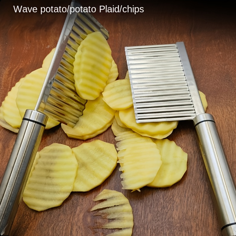 1pc, Stainless Steel Potato Chip Slicer, Potato Checkered Waffle Machine,  Stainless Steel, Potato Chip Cutter, Baking Tools, Kitchen Gadgets, Kitchen