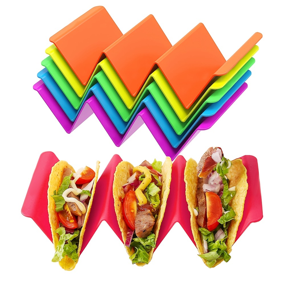 Taco Holders with Salad Cup set of 3,Stainless Steel Taco Shell Holder  Stand,Taco Tray Plates for Taco Bar Gifts Accessories,Holds 4 Tacos  Each,Oven