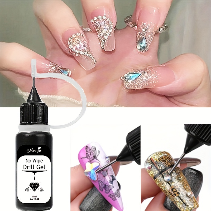 1 Bottle Nail Patch Glue Strong Adhesive For Nail Art & Rhinestone &  Diamond Stickers, 3g, Blue & White