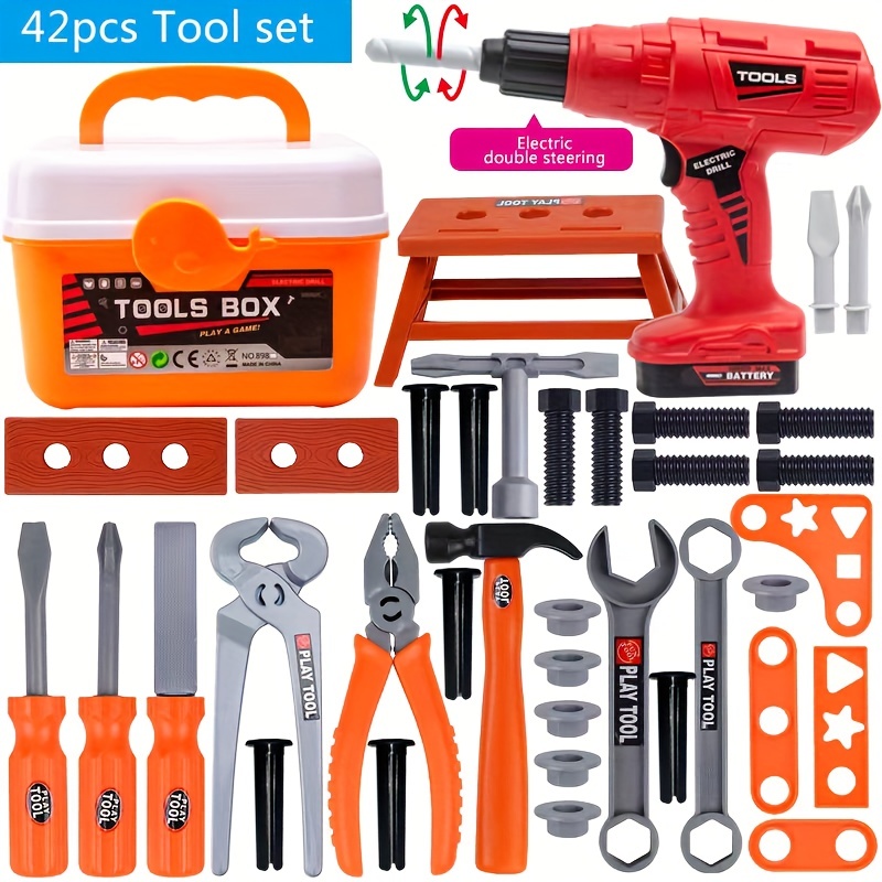 Toddler Tool Set - 12 Pieces, Develops Motor Skills, First Play Tools with  Toolbox for Kids Includes Motorized Drill, Toolbox, Saw, Hammer,  Screwdriver, Wrench, Nuts, and Bolts 