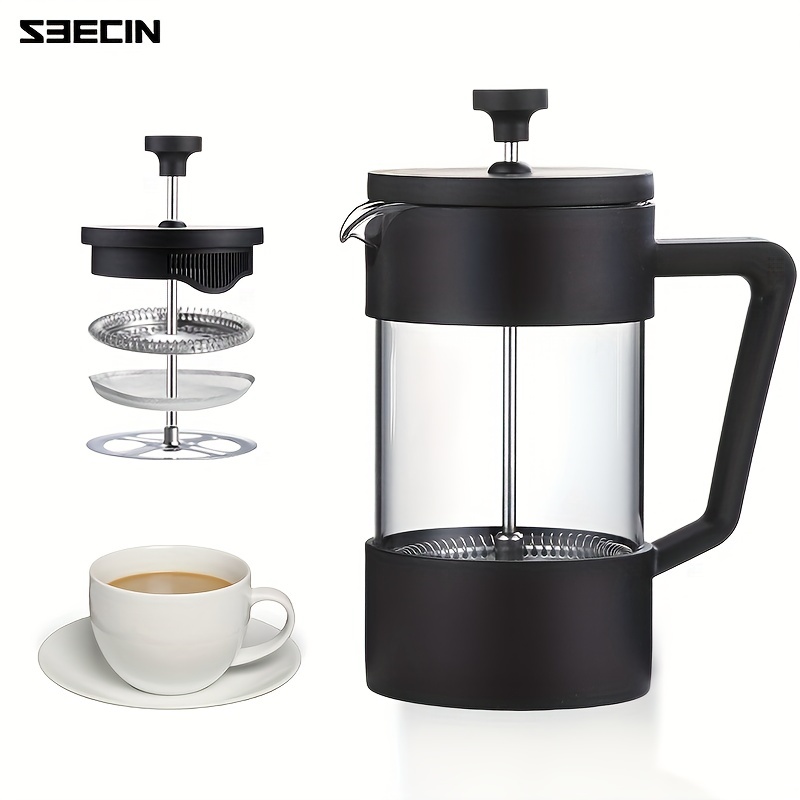 3pcs/set, 11.83oz French Press Manual Coffee Grinder Bonus Brush Elegantly  Boxed Or Gifting Or Personal Use Portable With Classic Wooden Aesthetics An