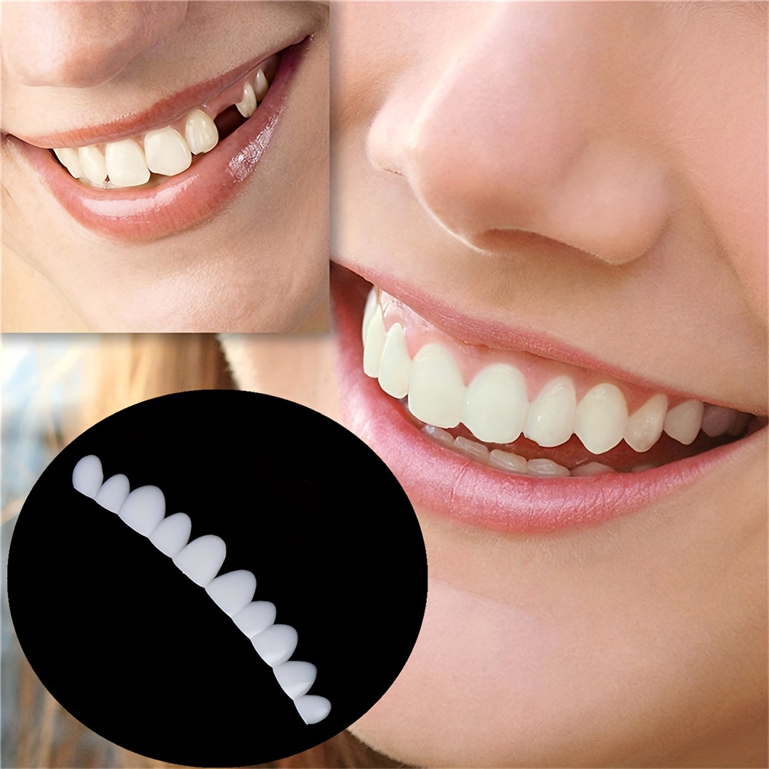 Silicone Reusable Teeth Veneers with Adhesive Fitting Beads Temporary Teeth  - AliExpress