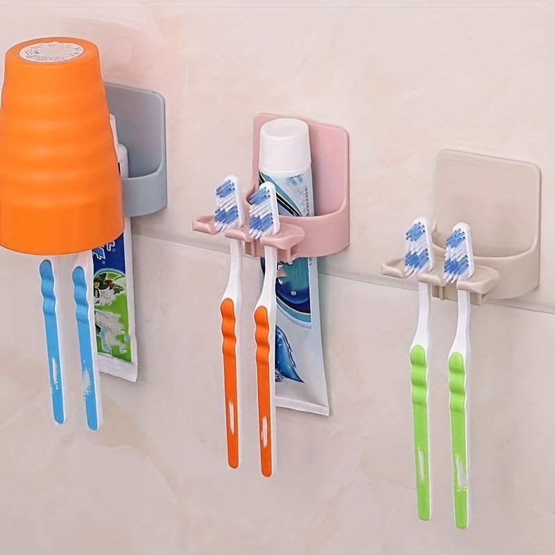 Portacepillos de dientes con bandeja de drenaje, organizador de cepillo de  dientes colgante y pasta de dientes, organizador de baño, encimera para