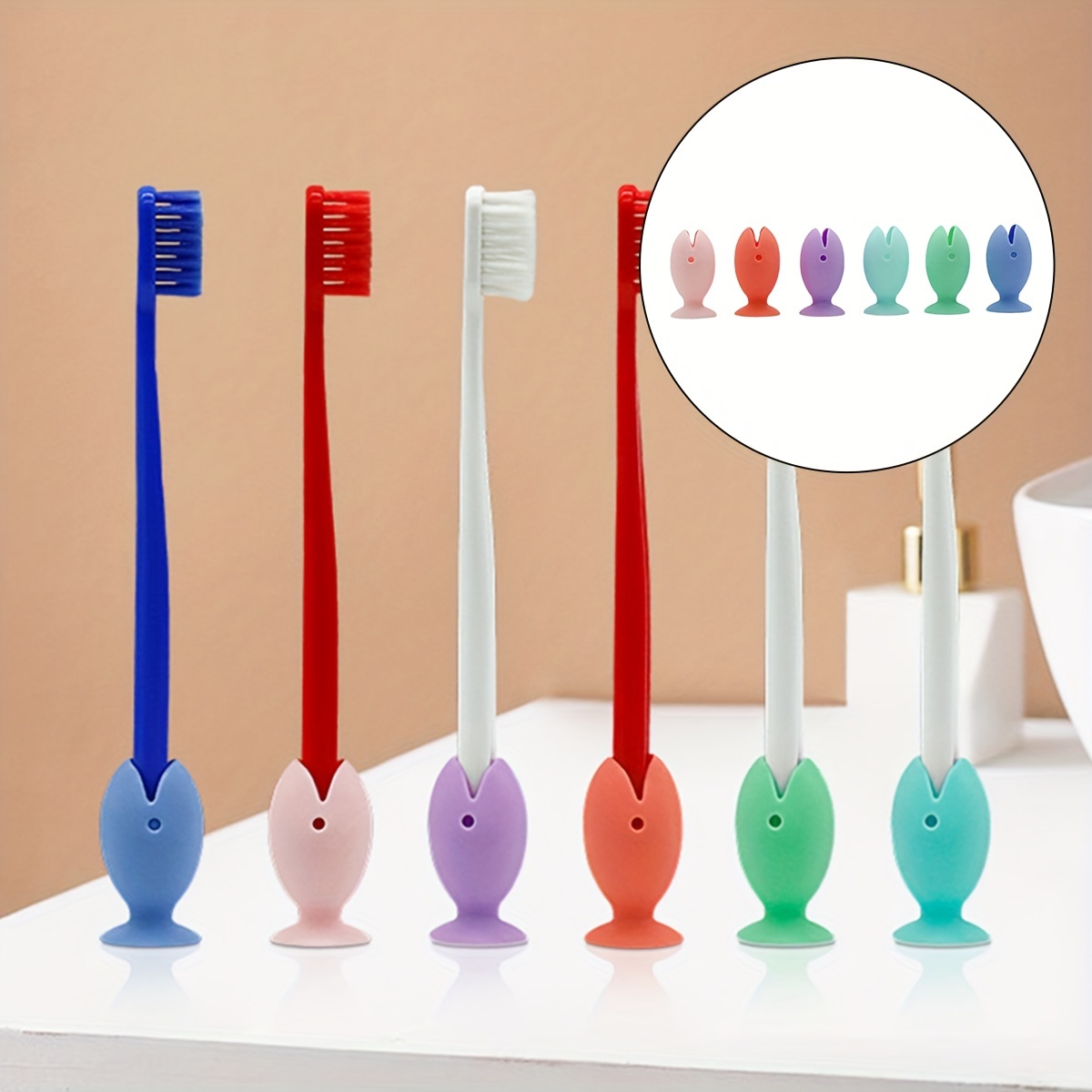 Set of 4 Mini Toothbrush Holder Cute Ceramic Tooth Brush Stand Small  Bathroom Storage Organizer