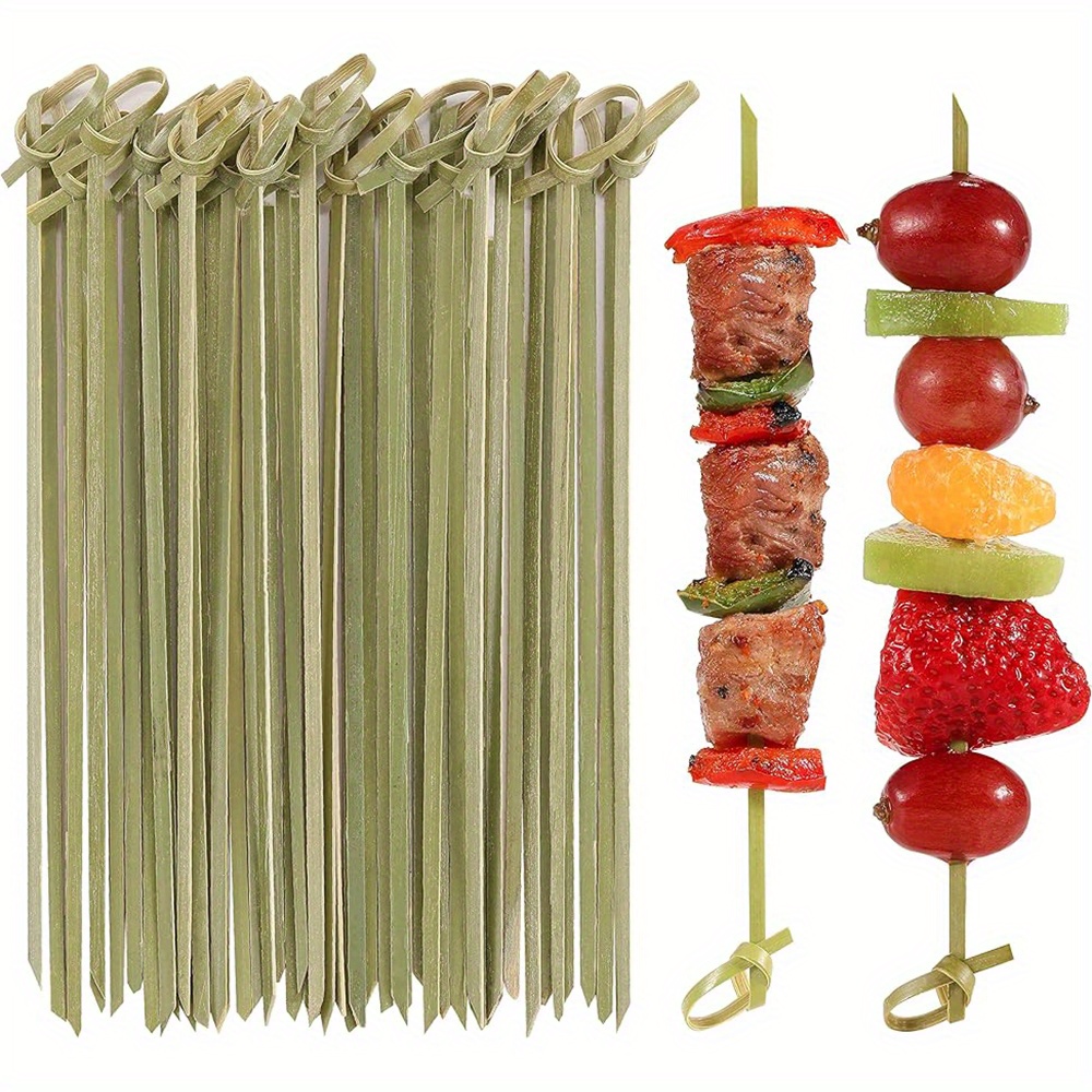 12 Natural Bamboo Wood Barbecue Skewers for Kabob, Appetizer, Fruit,  Sausage, Chocolate Fountain, Wooden BBQ Kebob Skewer Stick, Organic Food  Sticks