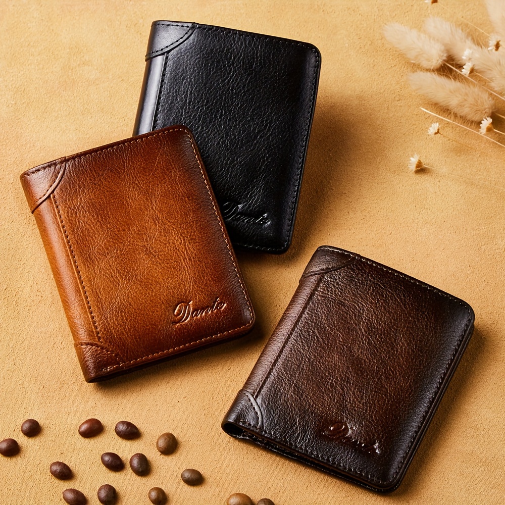 Luxury Anti Rfid Men Wallet Genuine Leather Men Wallets Short Male Purse  Card Holder Wallet Men Money Bag Top Quality Slim Walet