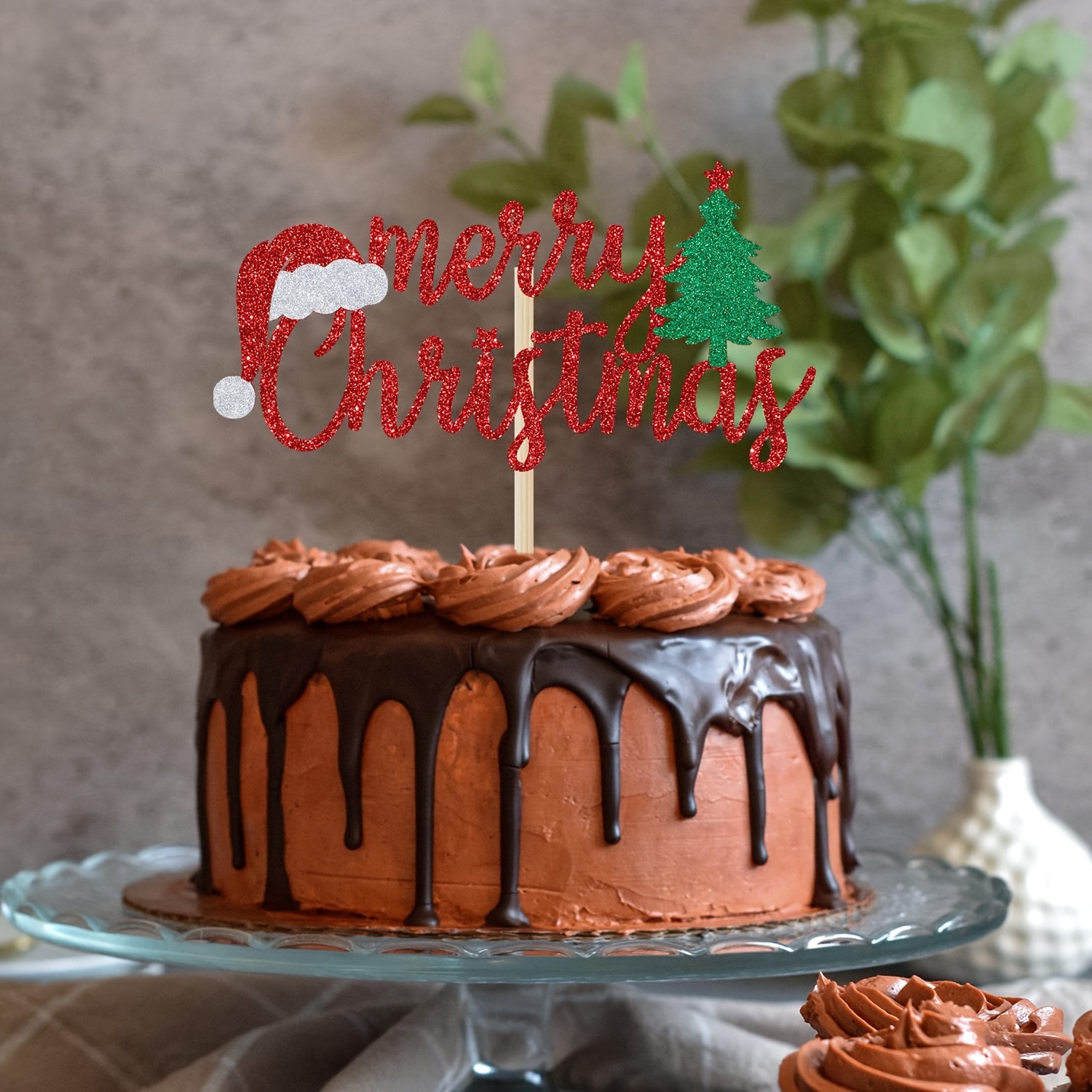 Christmas Cake Top Set Deer Leaf And Grass Ring Decorations - Temu