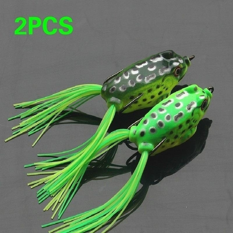 Topwater Frog Fishing Lure Kit, 5pcs Soft Artificial Bait Hollow Frog Lure  with Double Hooks Weedless for Bass Pike Snakehead Dogfish Musky with