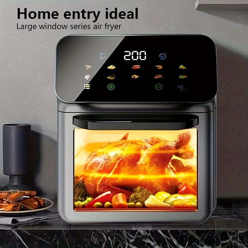 1pc Touch-screen Family-sized Black 6l Air Fryer, Electric Fryer, Microwave  Oven, Electric Toaster, Non-stick Pan For Baking Cakes, Bread, Roasting  Chicken, Pizza, Wings, Barbecue, Steaks, And Diy Grill