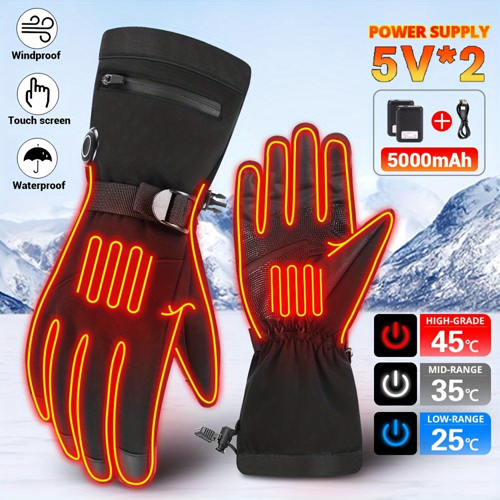 Gants chauffants pour homme et femme, antidérapants, écran tactile,  rechargeables, chauffe-mains électriques pour cyclisme, randonnée, ski,  pêche sur