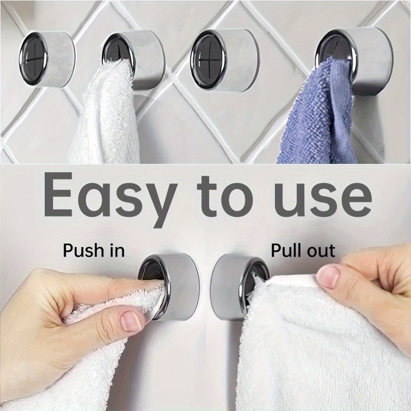 1/2pcs Kitchen Towel Holder Self Adhesive Dish Towel Hook Wall Mount Towel  Holder Round Shape Easy Installation Bathroom Hooks - AliExpress