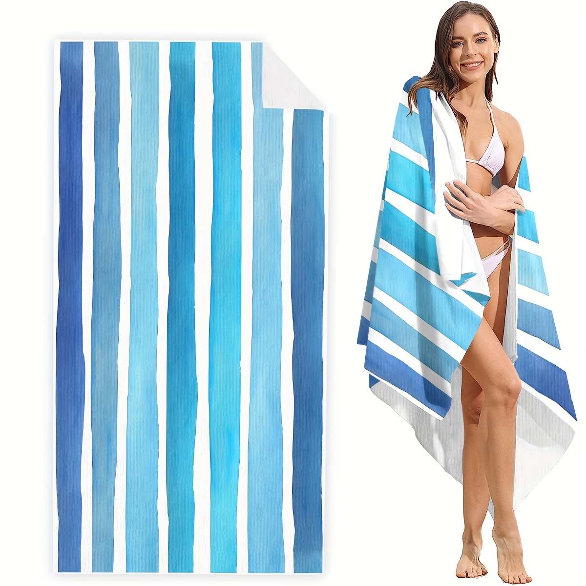 Fashion Printed Beach Towel Super Soft Square Beach Towel For Bathroom Pool  Beach Outdoor Picnic Big Beach Blanket Oversized Extra Large Cabana Stripe