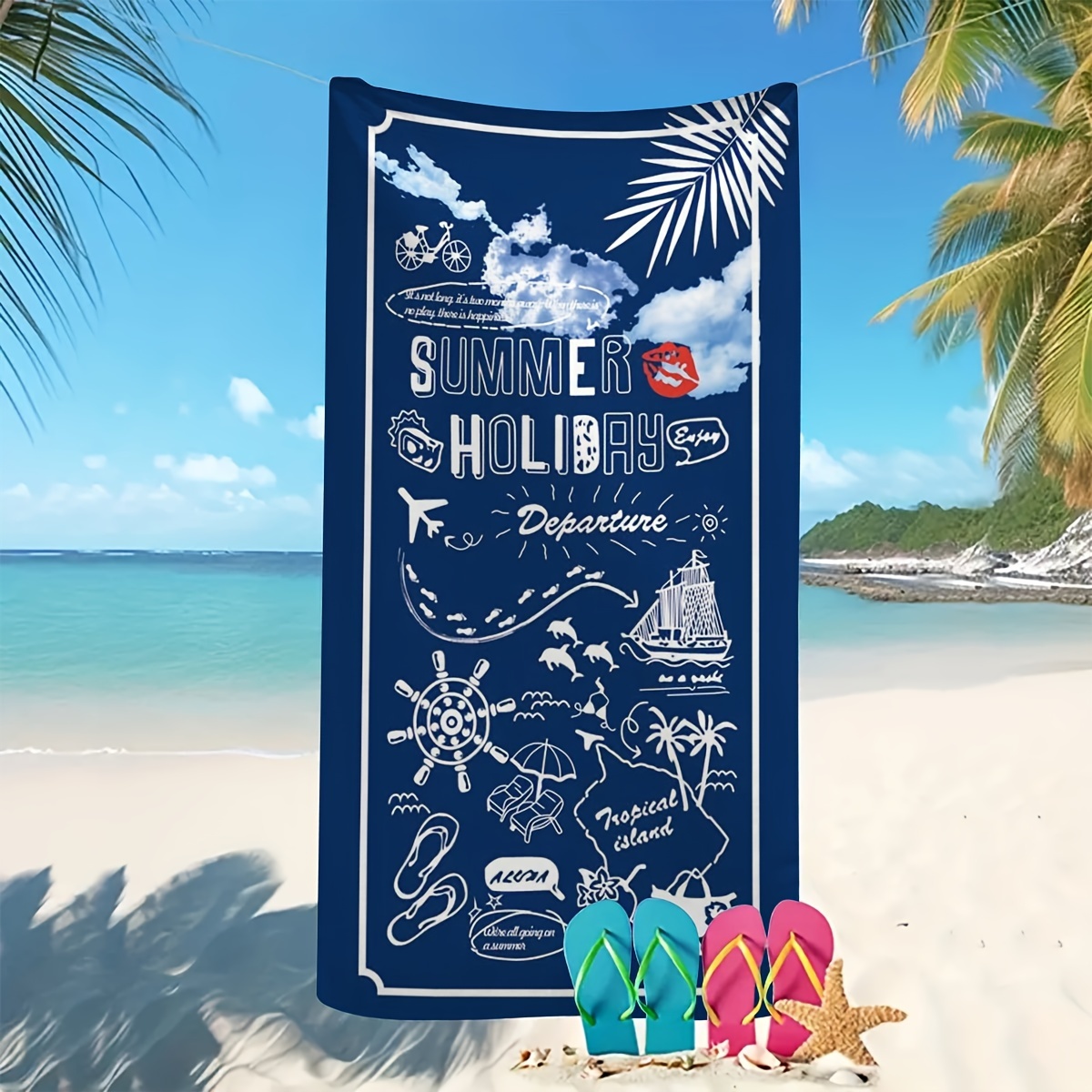  rouroumaoyi Toalla de playa impresa al aire libre portátil de  secado rápido toalla de baño natación surf viaje protector solar chal natación  piscina cubierta (color: 1, tamaño: 29.5 x 59.1 in) 