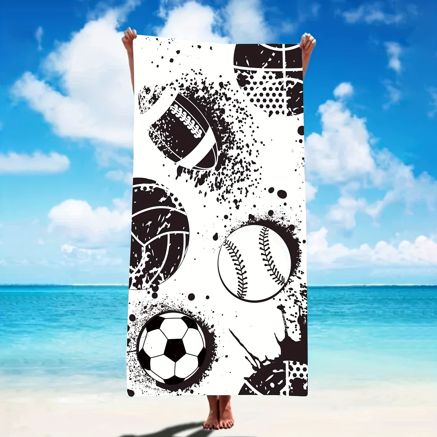 Beach Towel For The Sports Fan Pool Fun Summer Fun In Baseball Basketball  Football And Soccer Bath Towels Thick And Plush Bath Hand Towels Utility