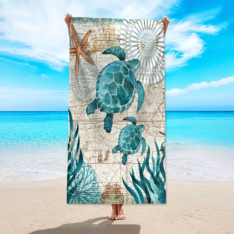 Toalla de playa oceánica, toallas de playa extra grandes de microfibra azul  toalla de playa de 40 x 80 pulgadas, para adultos y niños, toallas de